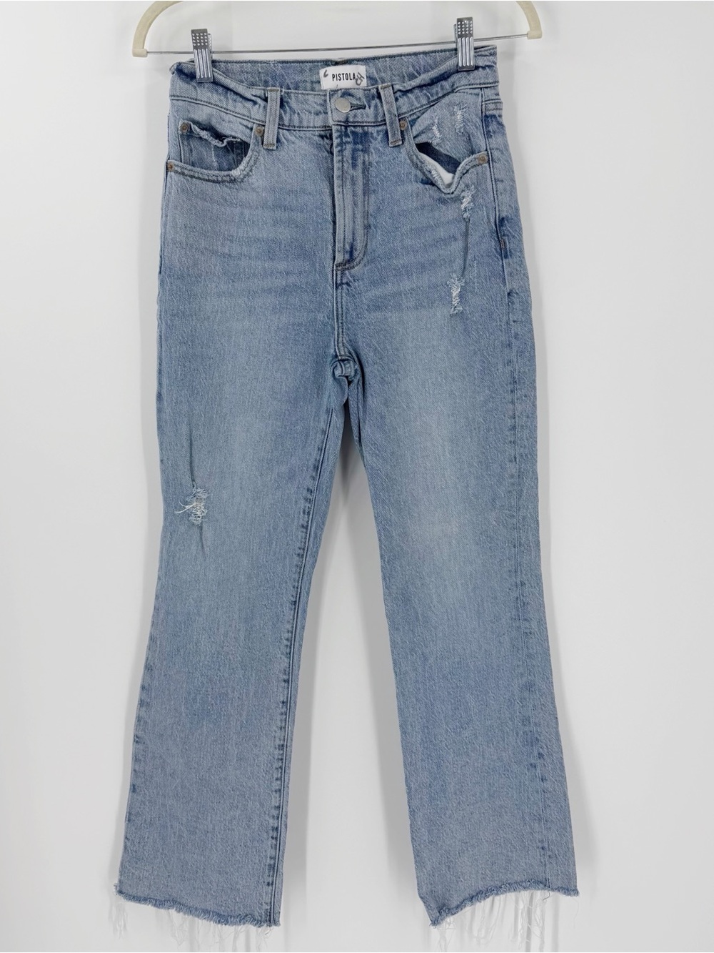Pistola Ally High Rise Ankle Bootcut Jeans 25 Light Wash Fray